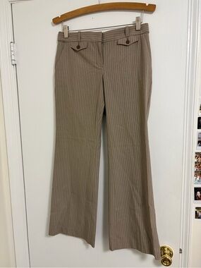 Express Women's Taupe Pinstripe Wide-Leg Dress Pants
